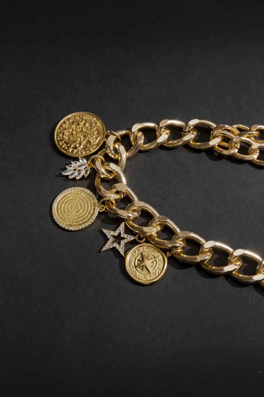 Gold Triple Coin Necklace