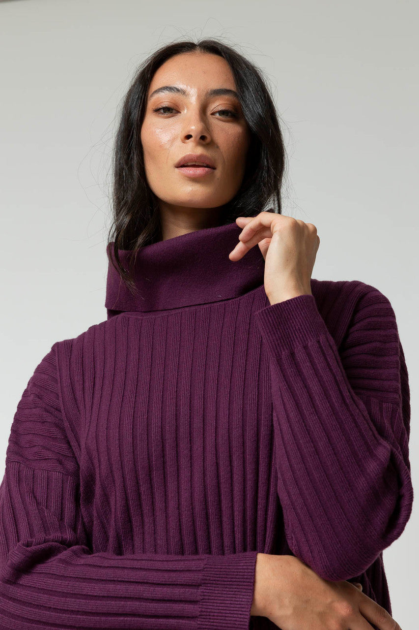 Plum Cowl Neck Jumper