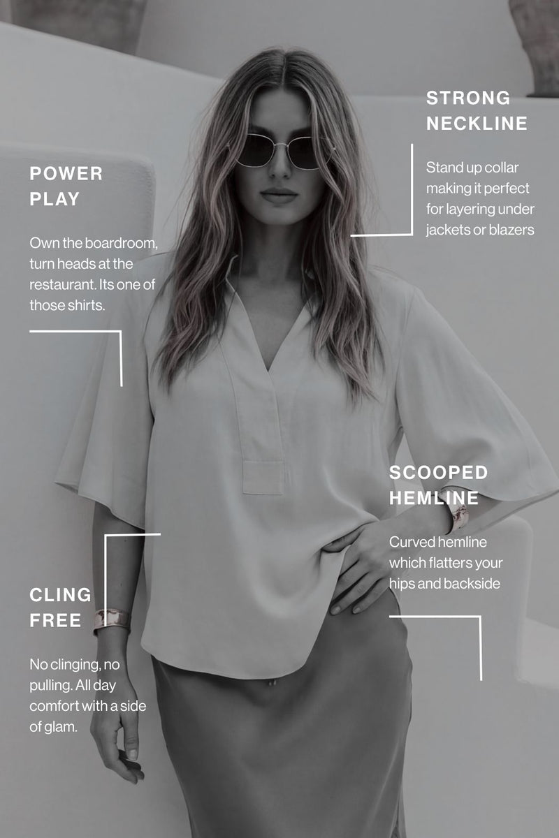 Black Milan Fluted Blogger Shirt