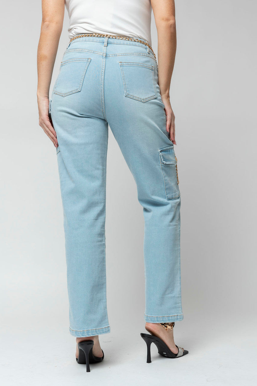 Light Denim Cargo Jeans