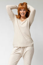 Ivory Sparkle V Neck Top