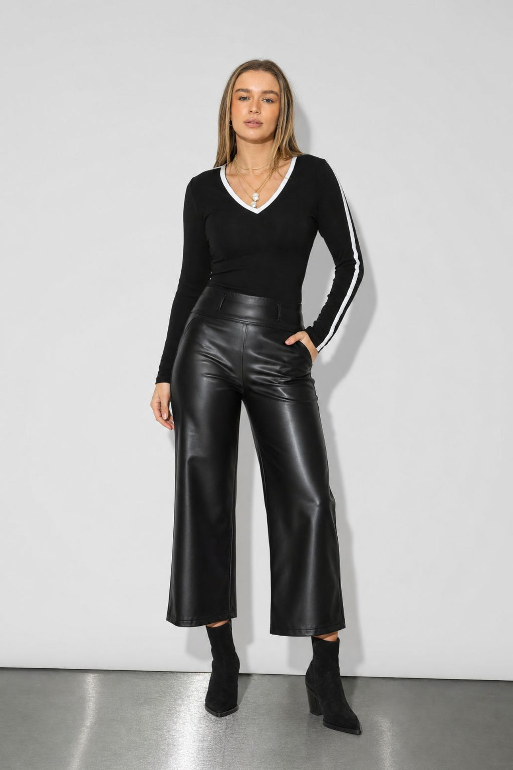 Black Croc Coated Jet Culotte
