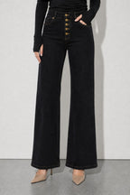 Black Button Front Jean