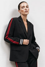 Black Euro Stripe Boyfriend Blazer