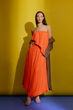 Orange Silky Slip Skirt