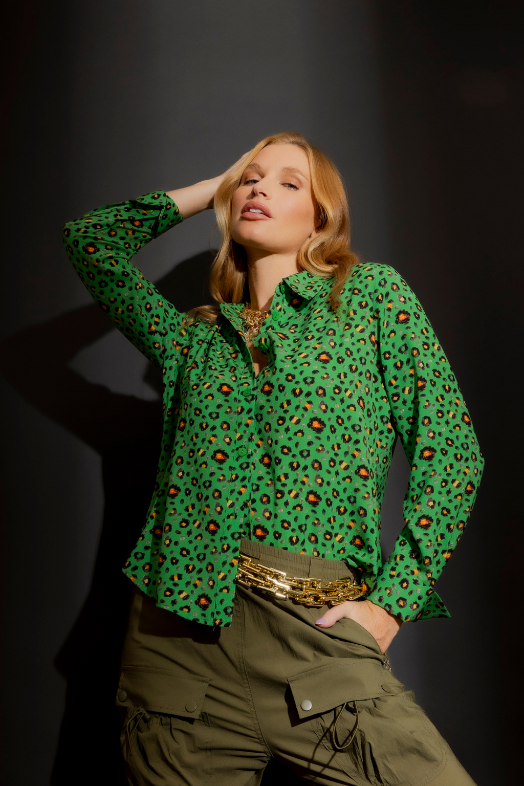 Green Animal Midi Asana Shirt Green Animal