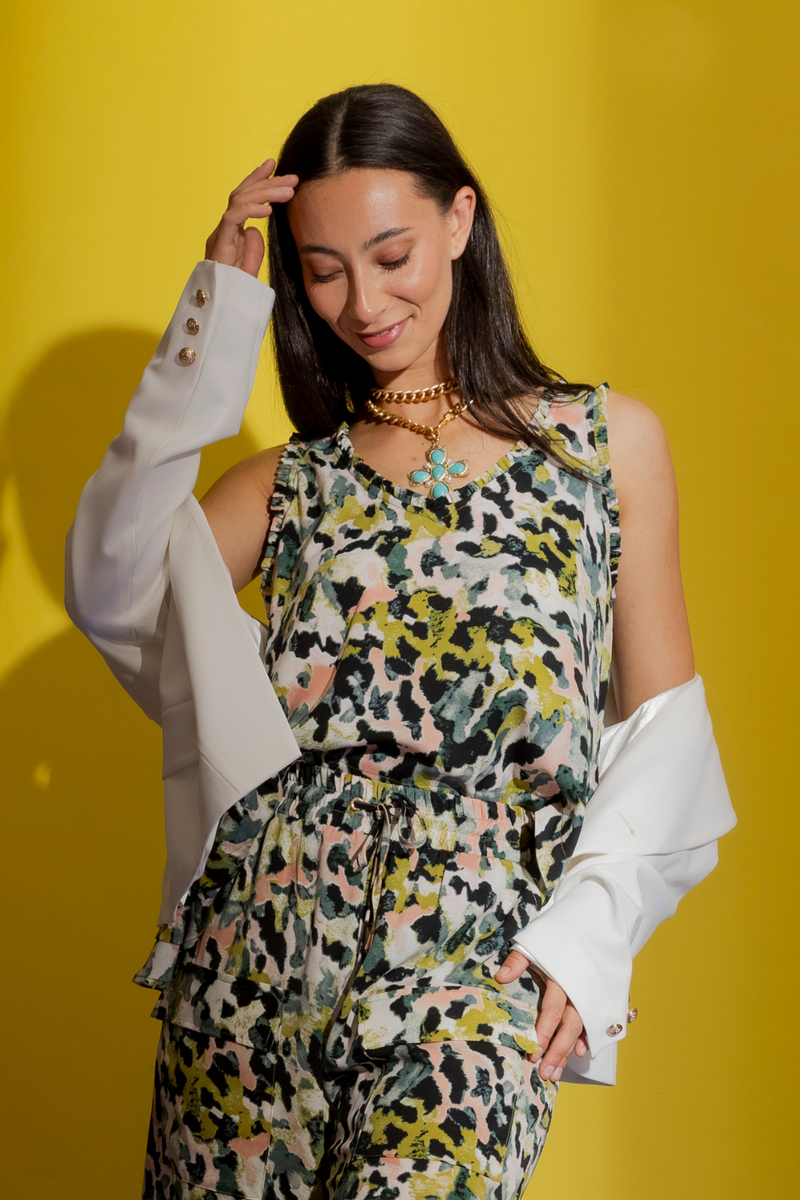 Chartreuse Camo Bell Cami Chartreuse Camo