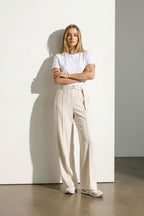 Beige Euro Pintuck Pant