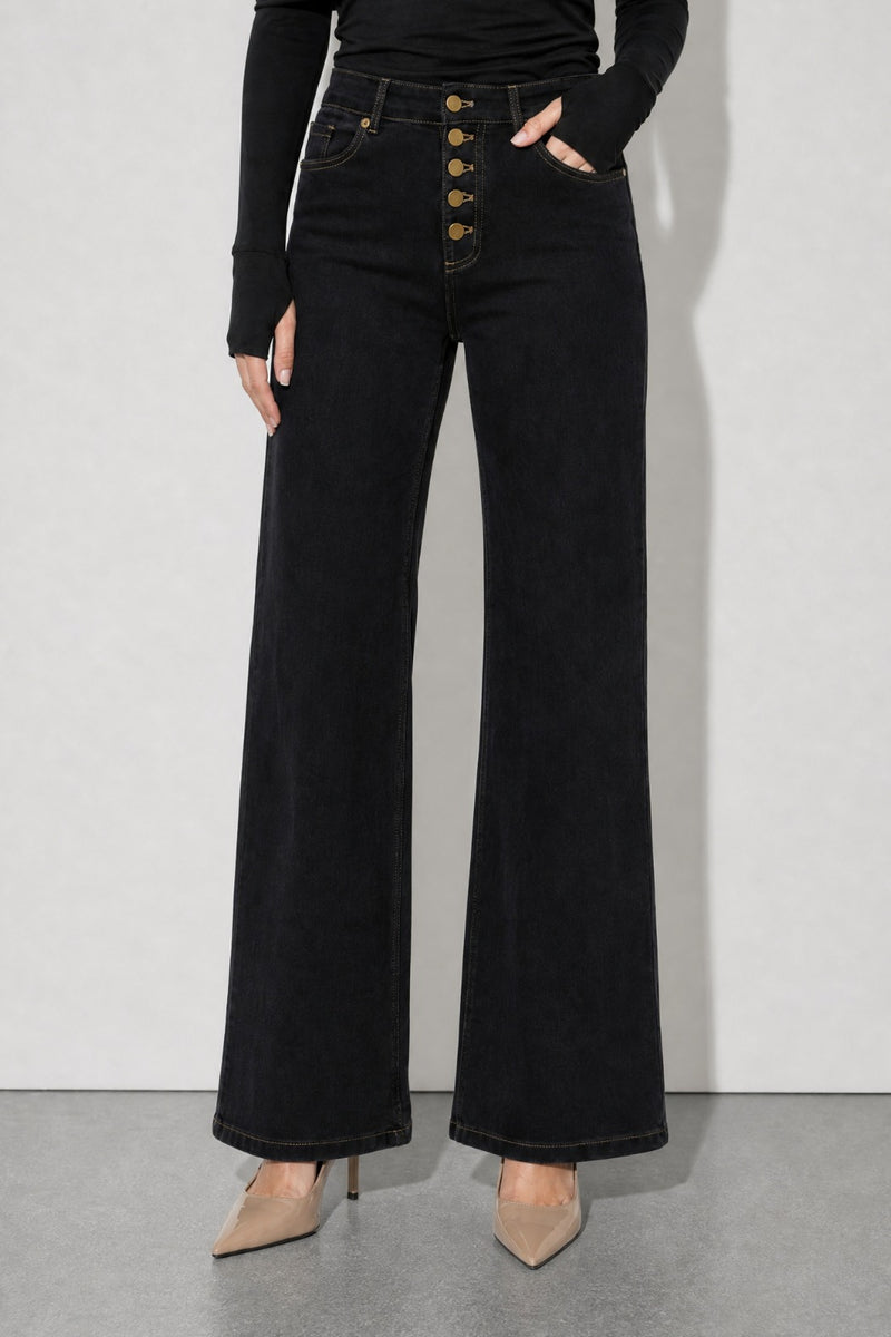 Black Button Front Jean
