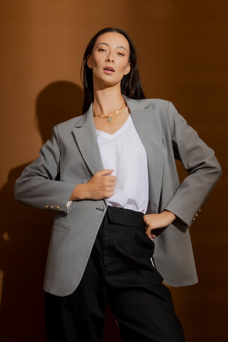 Mini Black & White Check Oversized Blazer