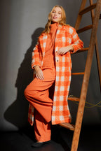 Orange Check Zip Coat Orange Check
