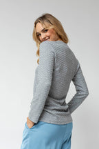 Sparkle V Neck Top In Grey