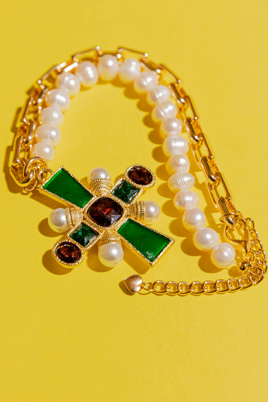 Gold Emerald Star Cross