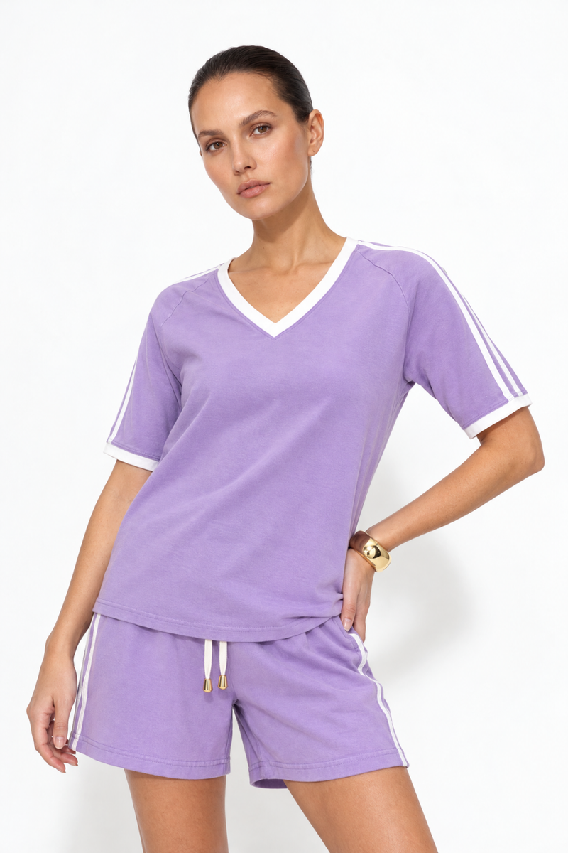 Lilac Washed Cotton Rugby T-Shirt