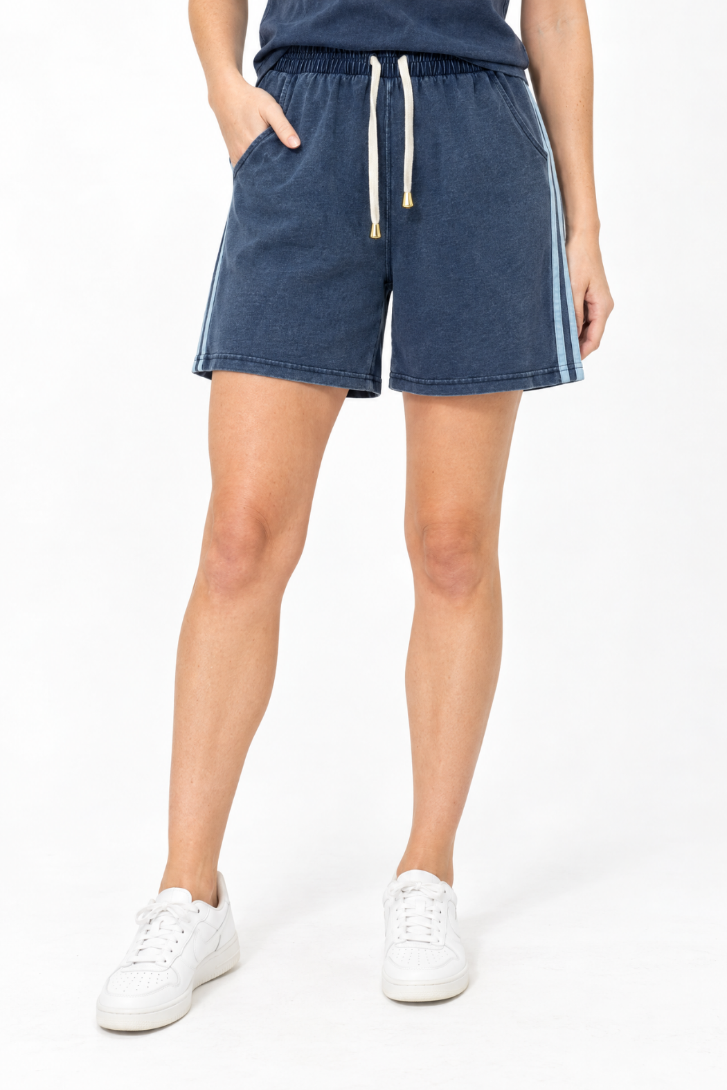 Navy Washed Cotton Short