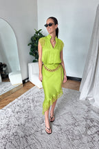Chartreuse Glow Madrid Bias Skirt