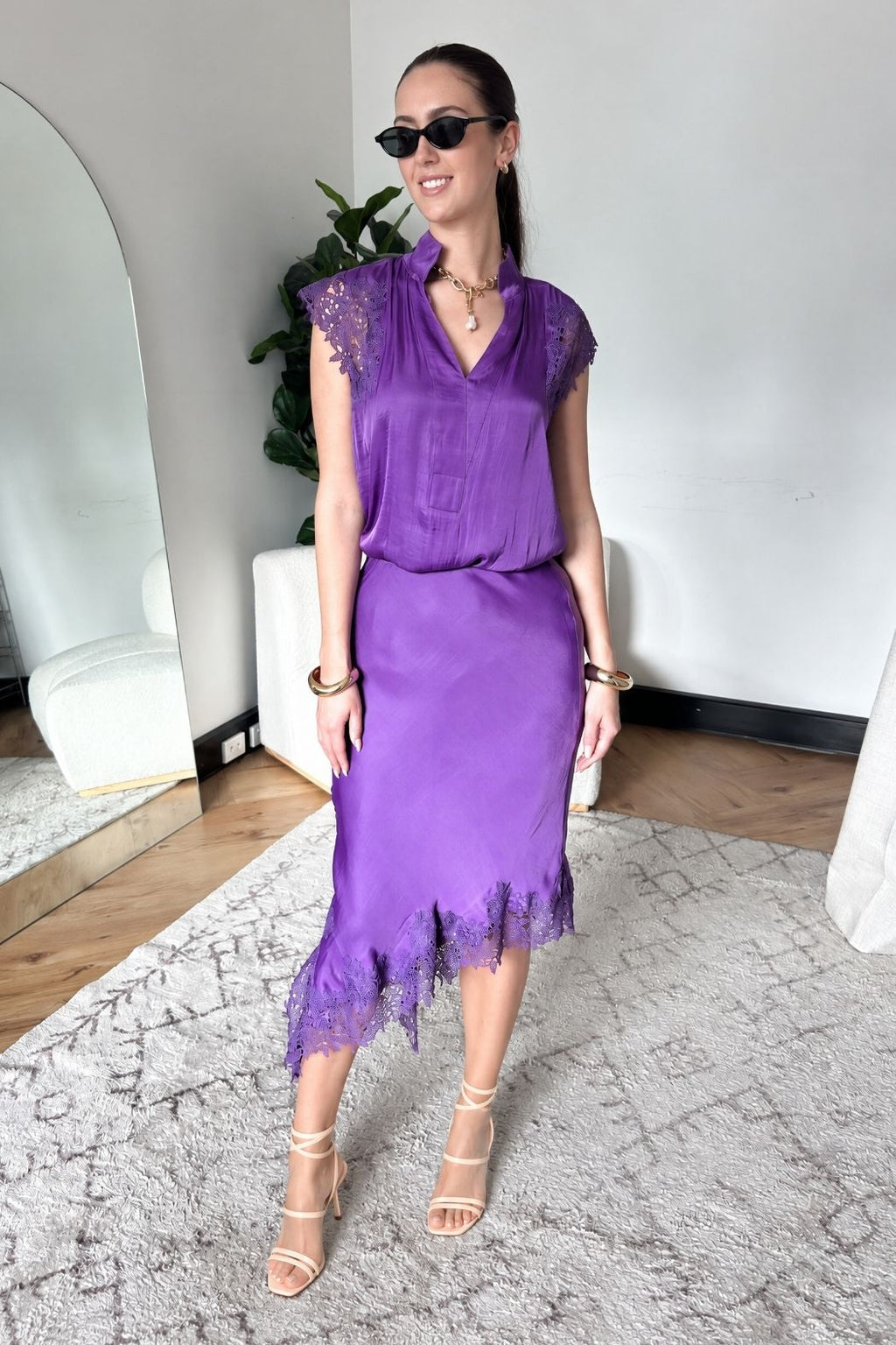 Purple Glow Madrid Bias Skirt