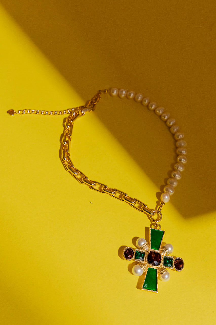 Gold Emerald Star Cross