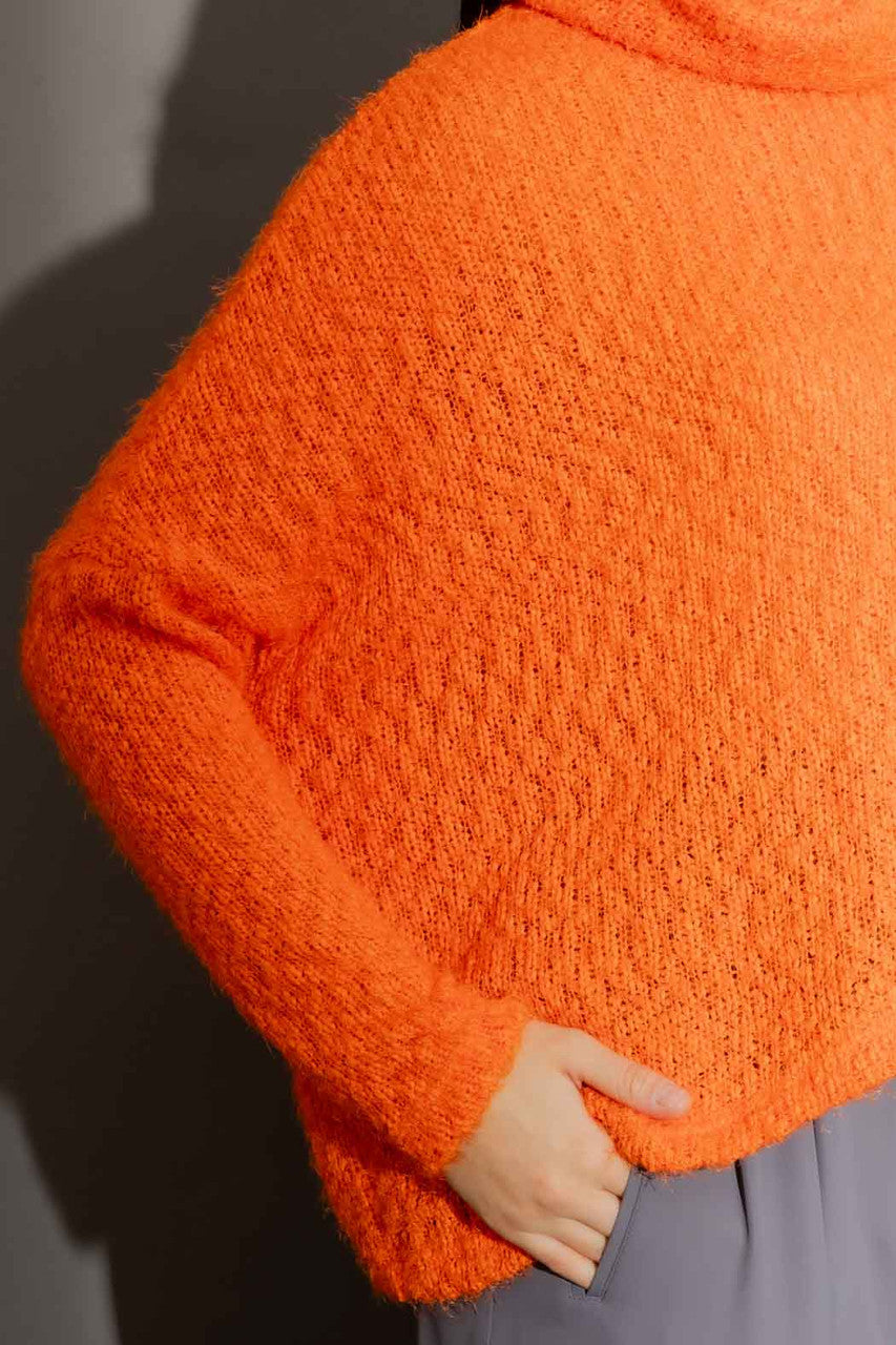 Orange Fluffy Roll Neck Jumper