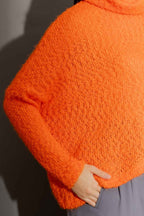 Orange Fluffy Roll Neck Jumper