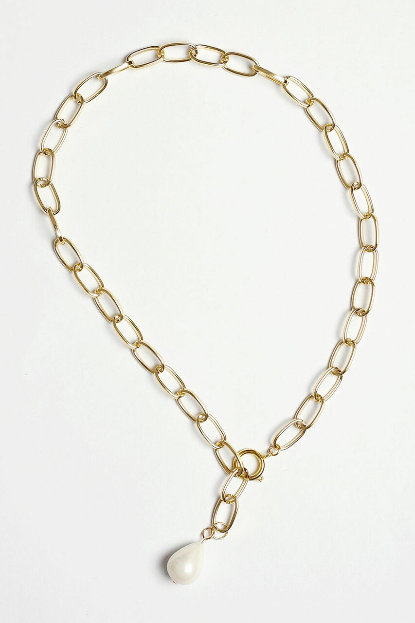 Gold Chain Pearl Necklace
