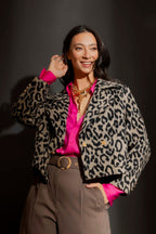 Grey Animal Crop Astra Coat Grey Animal