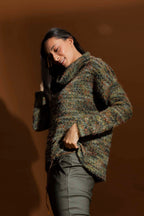 Khaki Speckle Fluffy Roll Neck Jumper
