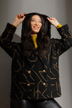 Black/Gold Hooded Coat