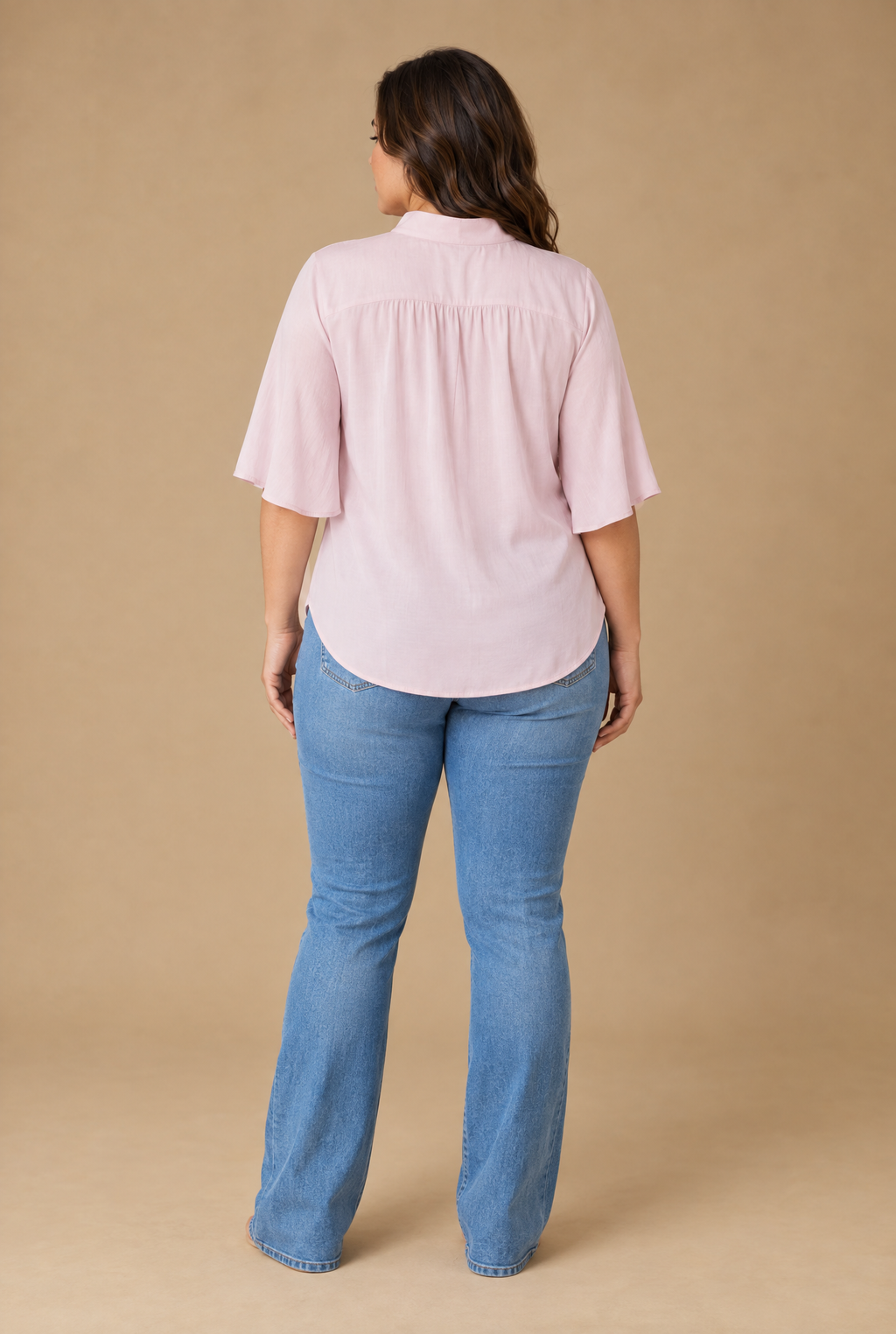 Pale Pink Glow Fluted Blogger Shirt