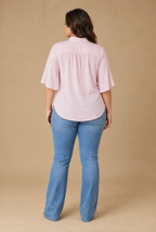 Pale Pink Glow Fluted Blogger Shirt