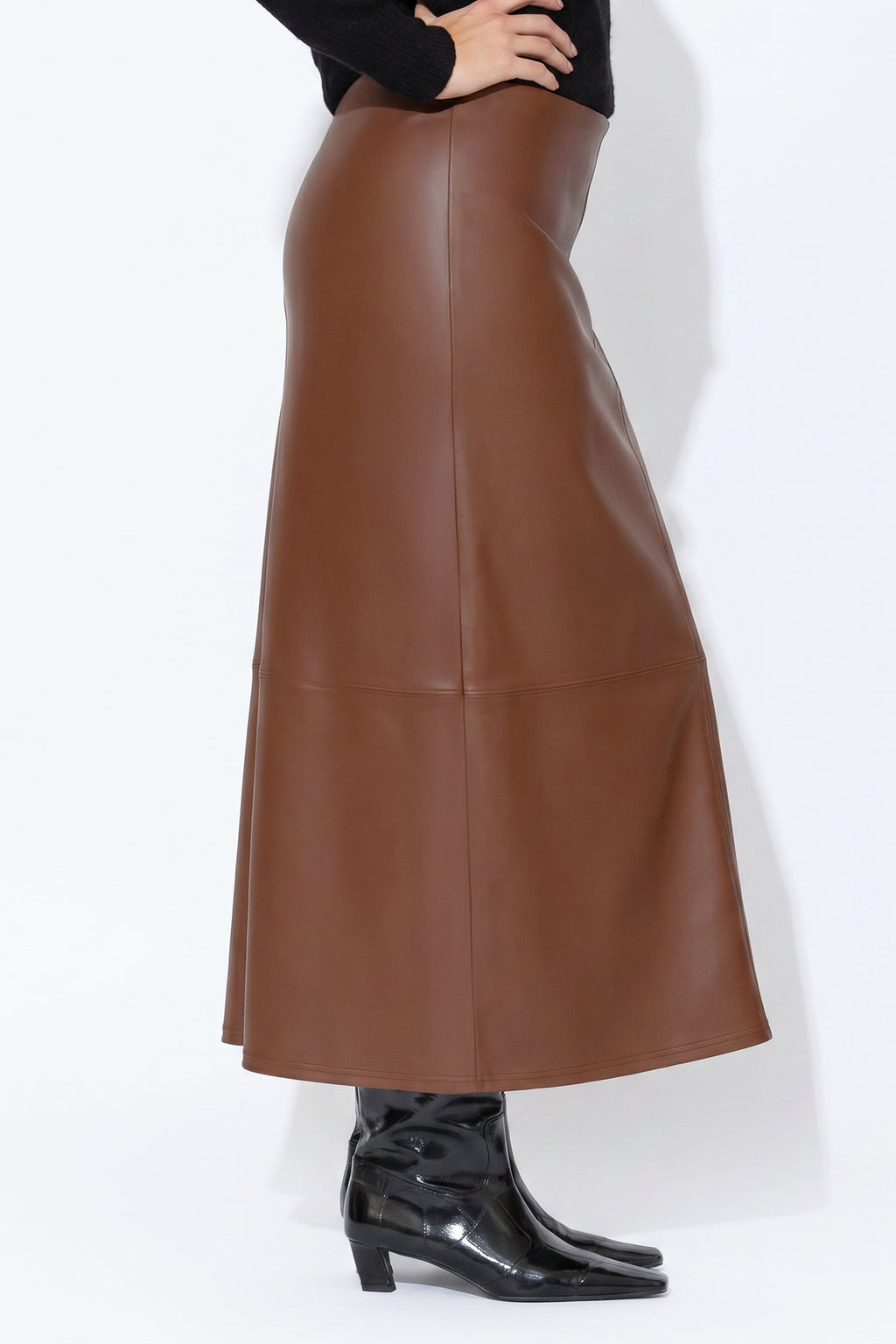 Tan Faux Leather A-Line Skirt
