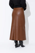 Tan Faux Leather A-Line Skirt