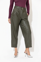 Khaki Faux Leather Mia Pant