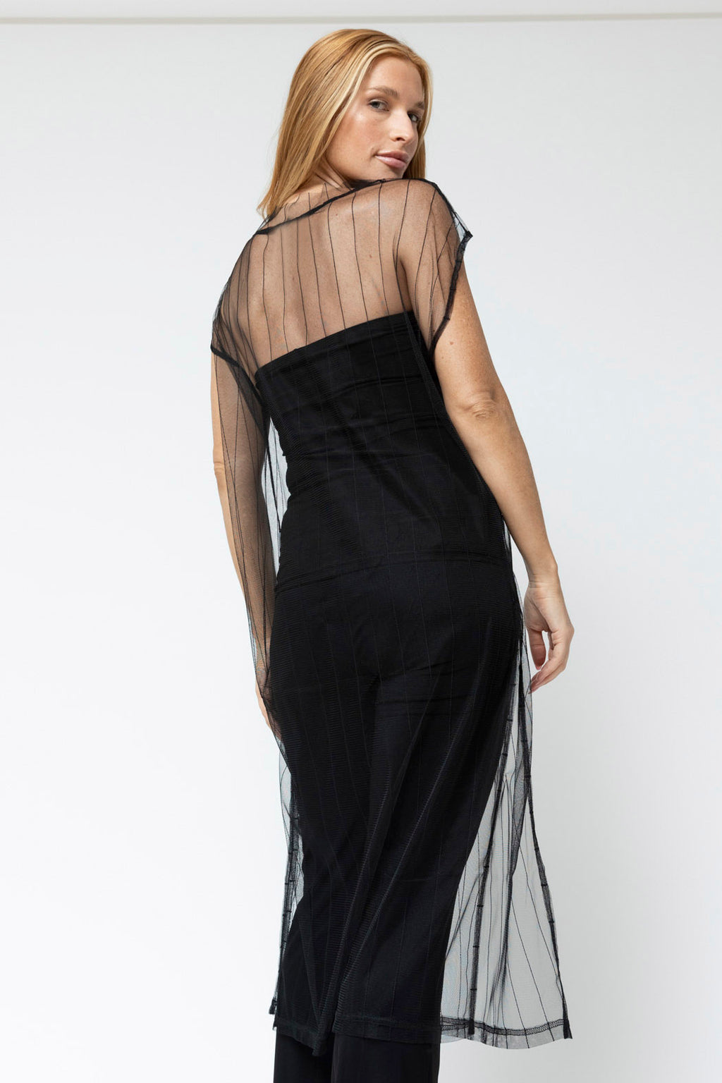 Wide Stripe Mesh Sleek Dress - FINAL SALE
