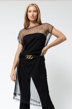 Wide Stripe Mesh Sleek Dress - FINAL SALE