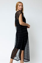 Glitter Stripe Mesh Sleek Dress - FINAL SALE