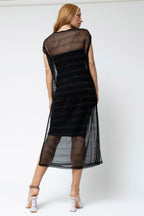 Glitter Stripe Mesh Sleek Dress - FINAL SALE