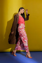 Red Floral Tie Waist Skirt Red Floral