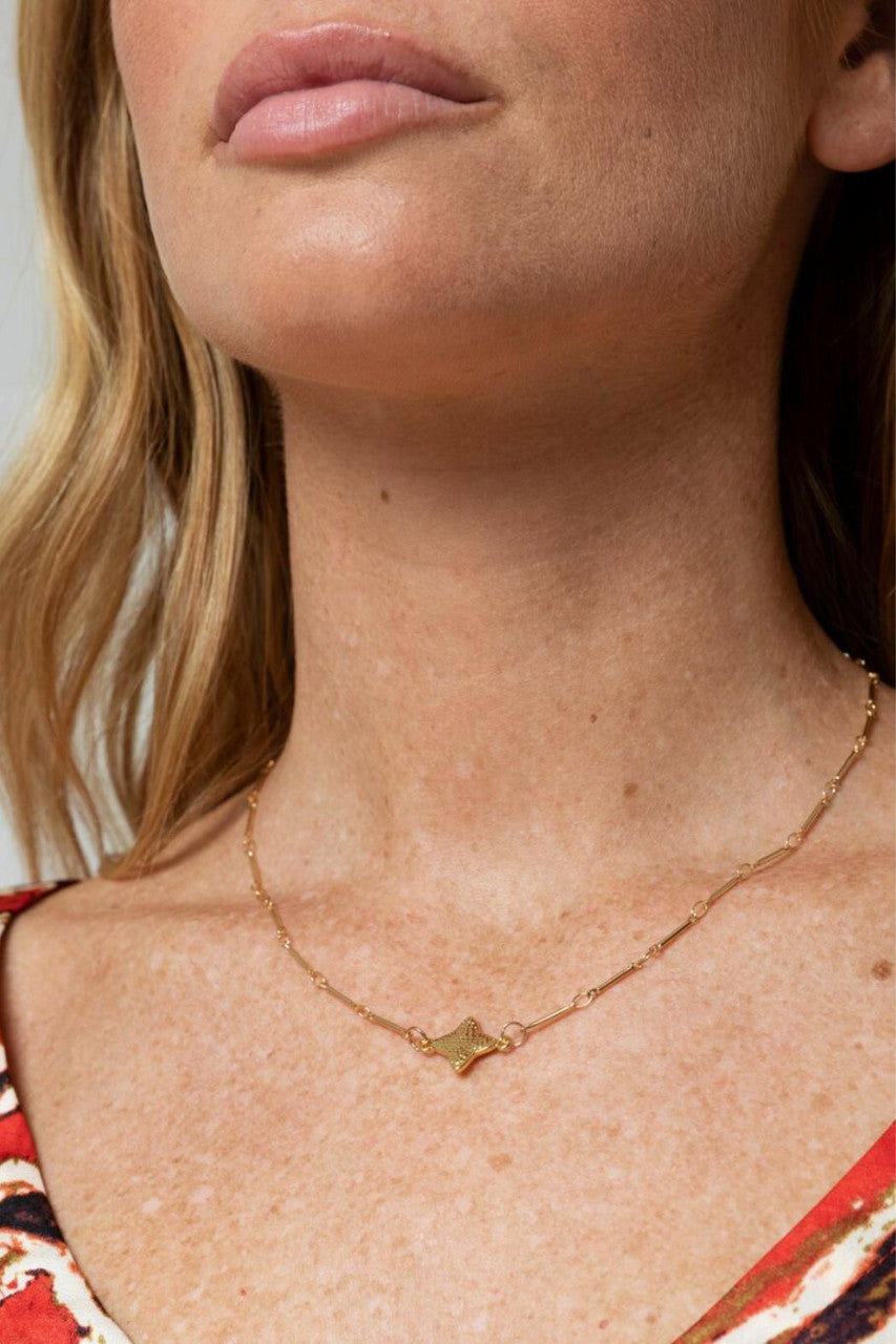 Gold Plated Enamel Star Necklace