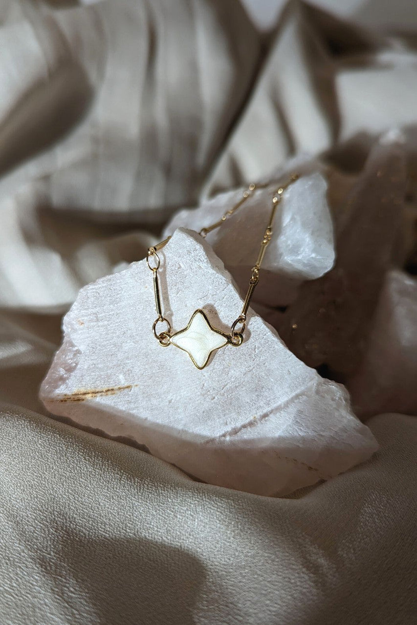 Gold Plated Enamel Star Necklace