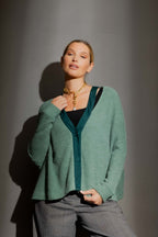 Teal Luxe Rib Cut Out Cardigan