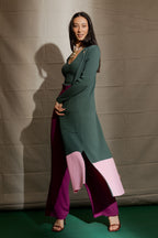 Forest / Pink Knit Cardi