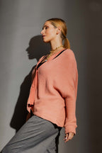 Coral Luxe Rib Cut Out Cardigan