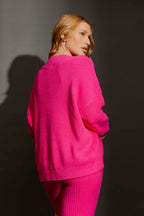 Pink Slouch V Neck Jumper Pink S/M