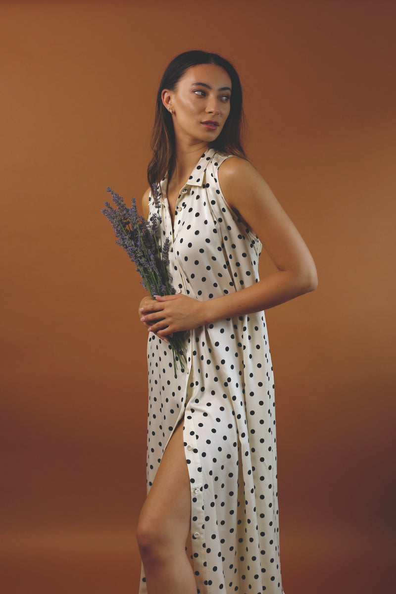 Ivory Spot Nano Drape Dress - SALE