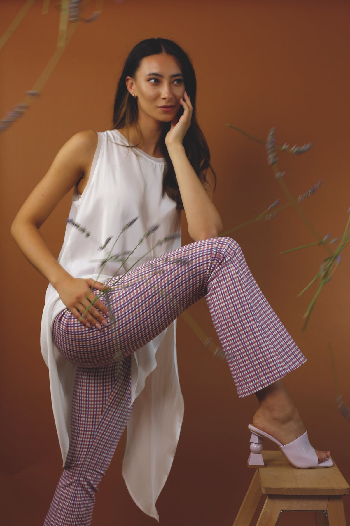 Pink Check Flare Pant - SALE