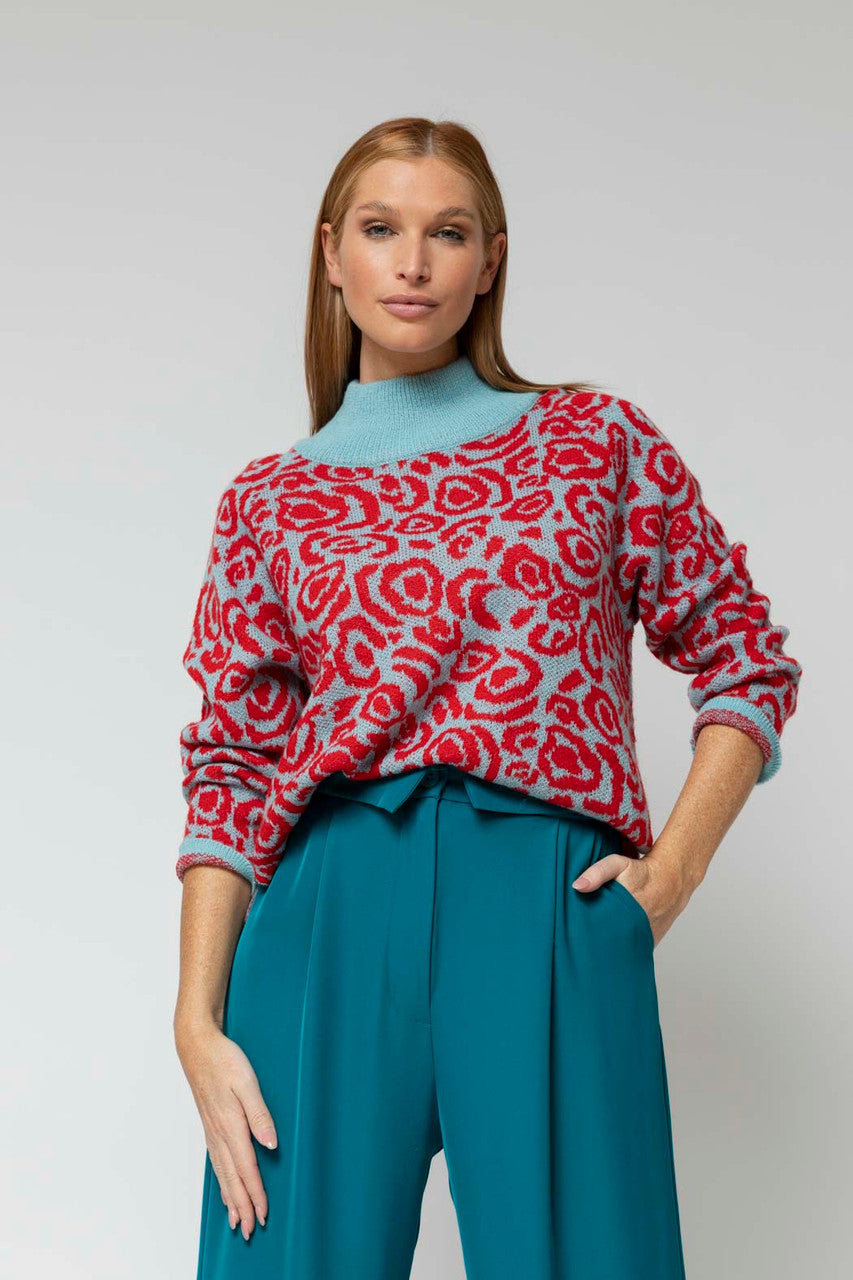 Blue / Red Rose Jumper - FINAL SALE