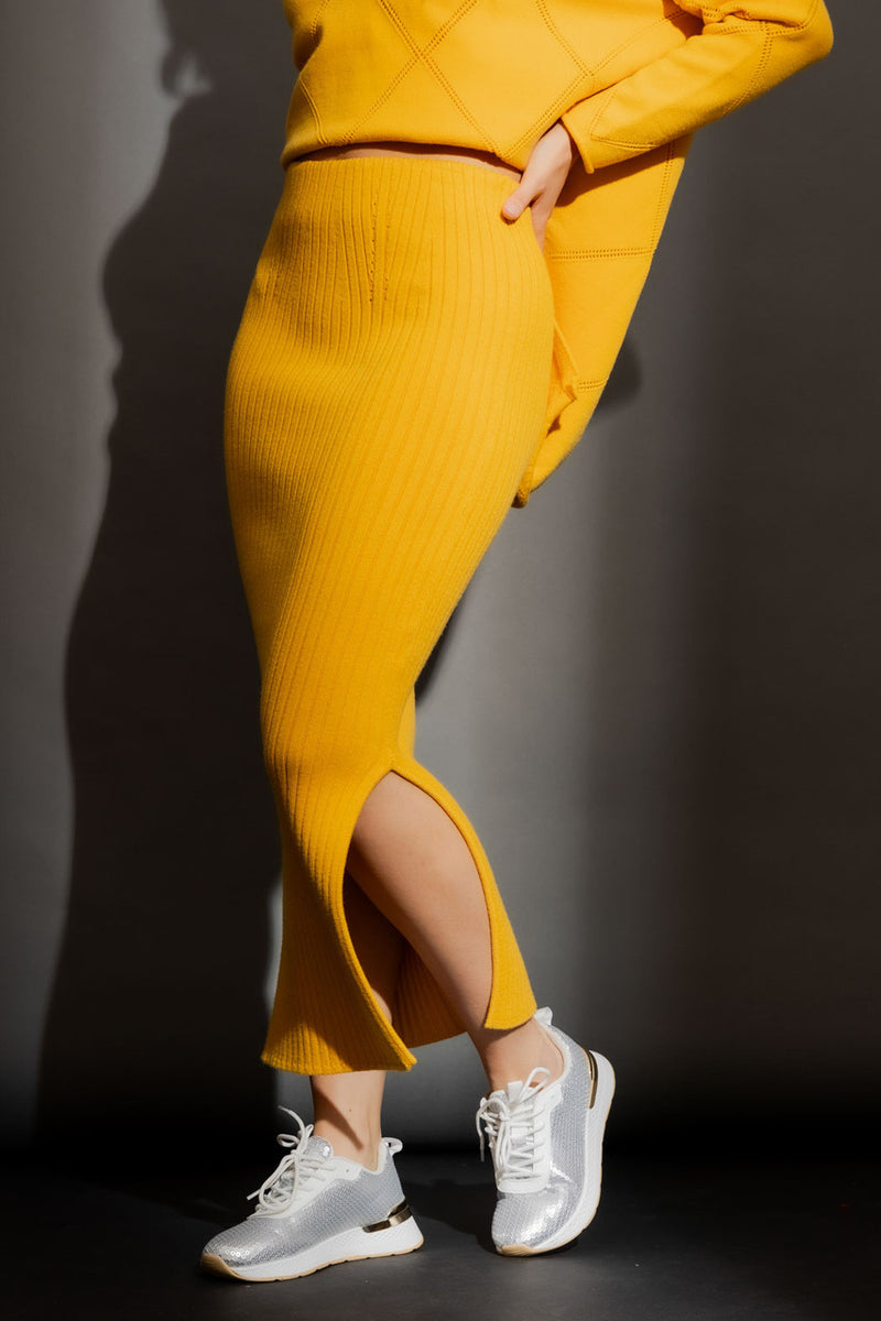 Marigold Rib Knit Skirt Marigold S