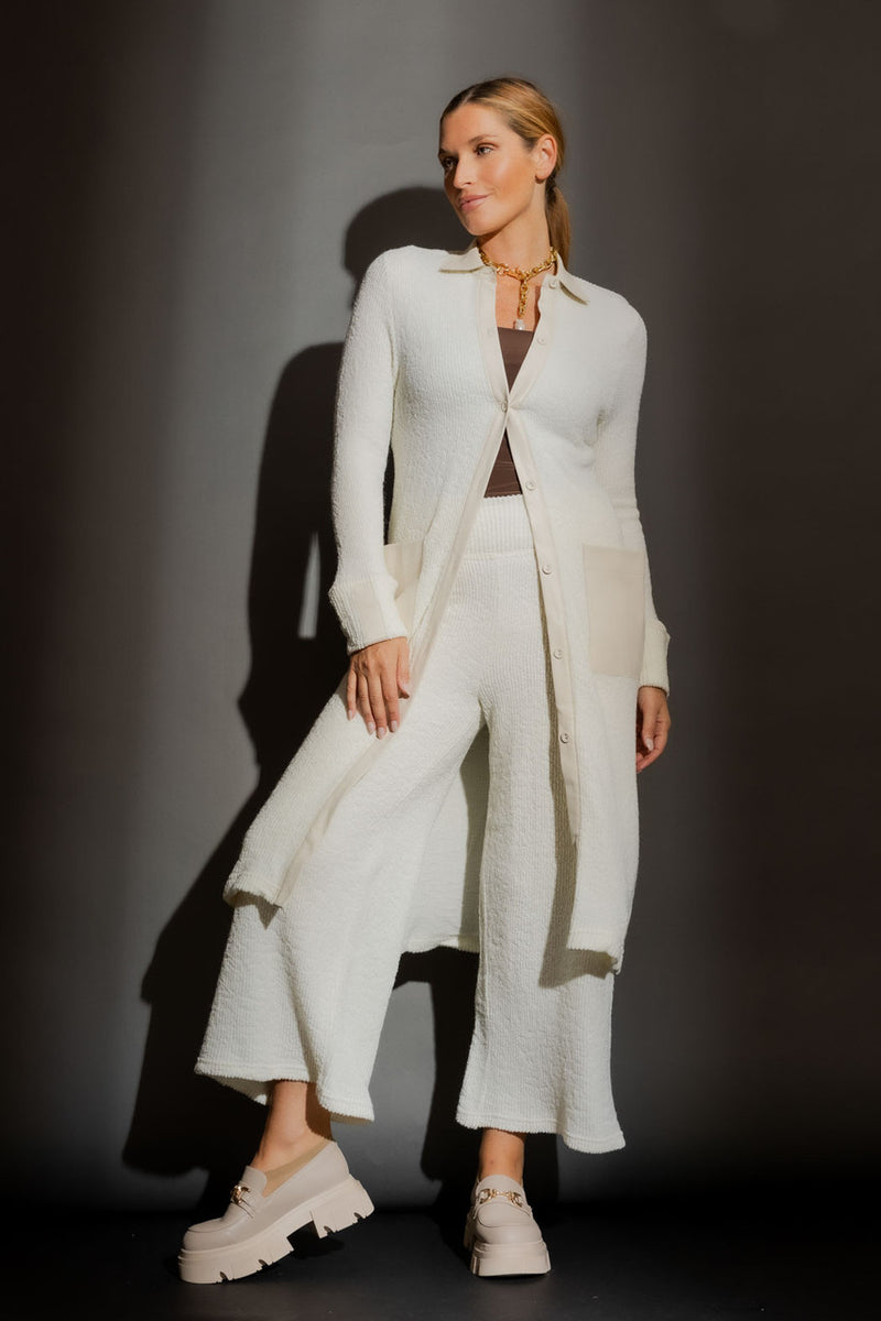 Cream Luxe Rib Cardigan