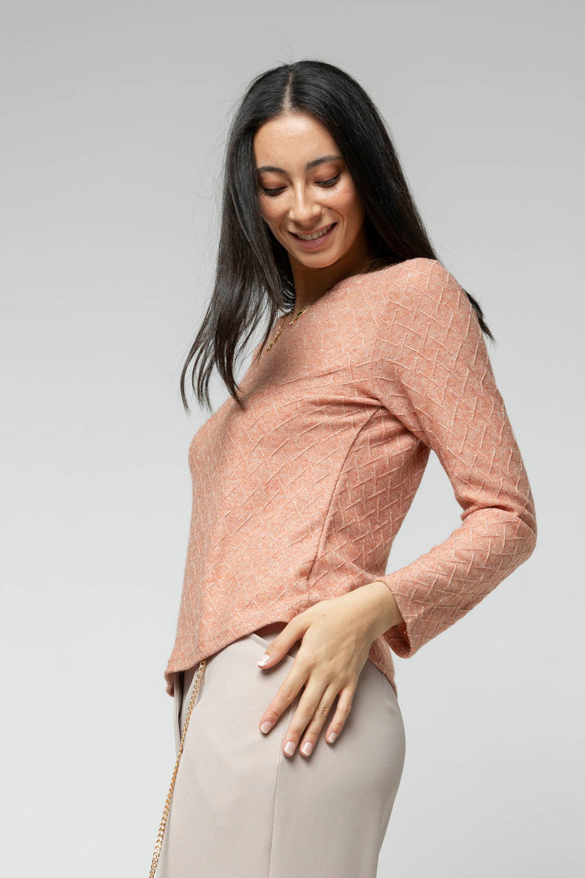Coral Lurex Basic Top